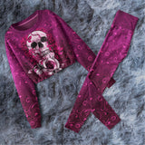 Skull Rose Gothic Combo Long Sleeve Sweatshirt and Leggings - Wonder Skull