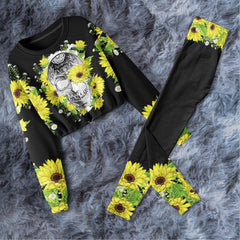 Skull Flower Combo Long Sleeve Sweatshirt and Leggings - Wonder Skull