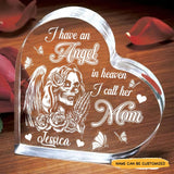 Mom Heaven - Customized Memorial Gifts Crystal Heart - Wonder Skull