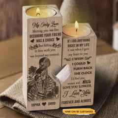 My Only Love - Customized Heart Wood Candle Holder Gifts - Wonder Skull