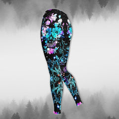 Neon Rainbow Skull Flower Combo Hoodie and Leggings - Wonder Skull