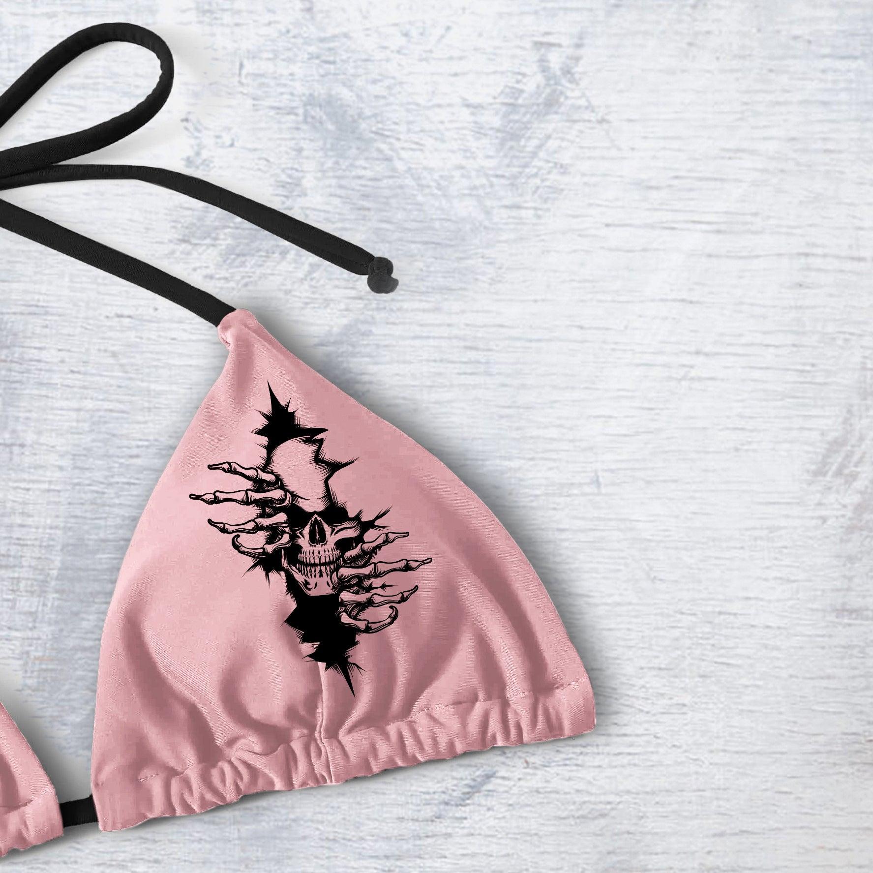 Skull Crack Art String Triangle Bikini - Wonder Skull