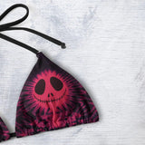 Nightmare Tiedye Pink Art String Triangle Bikini - Wonder Skull