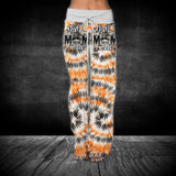 Orange Black Tribe Vibe Skull Mom V-Neck Shirt and Wide Legs Pants - Wonder Skull