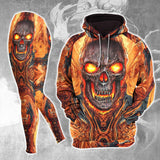 Orange Lava Skull Combo Hoodie and Leggings - Wonder Skull