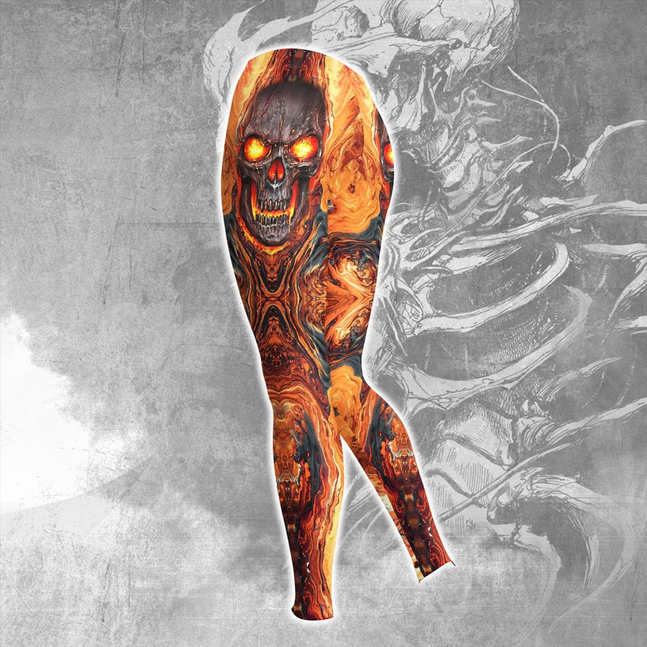 Orange Lava Skull Combo Hoodie and Leggings - Wonder Skull