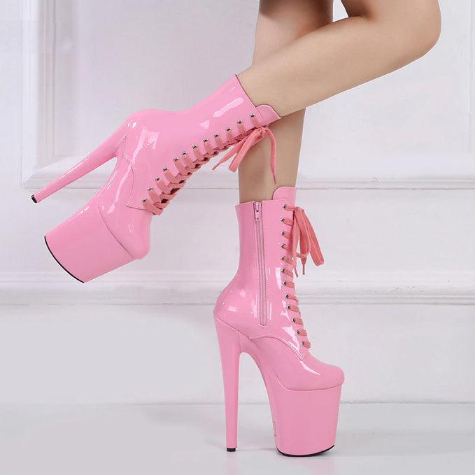 Pastel Gothic High Heel Boots, Cute Side Zip Shoes For Women - Wonder Skull