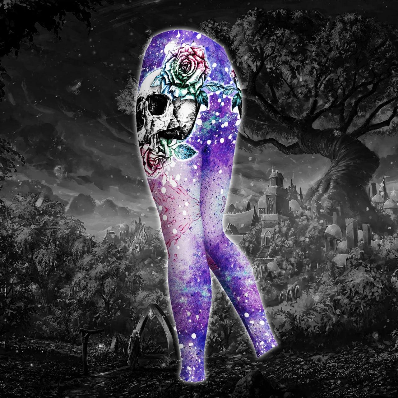 Pink Pastel Gothic Skull Artwork Combo Hoodie and Leggings - Wonder Skull