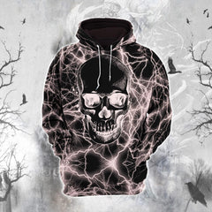 Pink Thunder Skull Artwork Combo Hoodie and Leggings - Wonder Skull