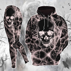 Pink Thunder Skull Artwork Combo Hoodie and Leggings - Wonder Skull