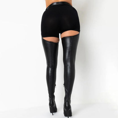 Punk Gothic Cross-Tied Overknee Boots, Impressive Leather Strip Shoe For Women - Wonder Skull