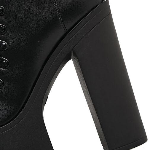 Punk Gothic Motorcycle Boots, Cool High Heel Shoes For Women - Wonder Skull