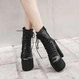 Punk Gothic Motorcycle Boots, Cool High Heel Shoes For Women - Wonder Skull