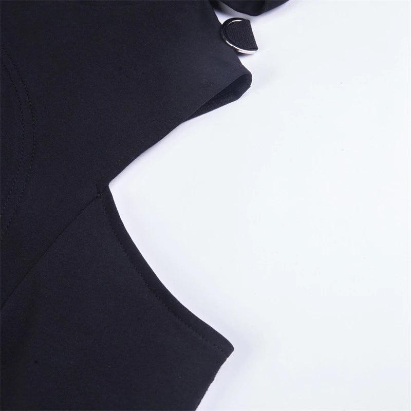 Punk Gothic Sexy Lace Crop Hoodie, Cool Long Sleeve Top For Women - Wonder Skull