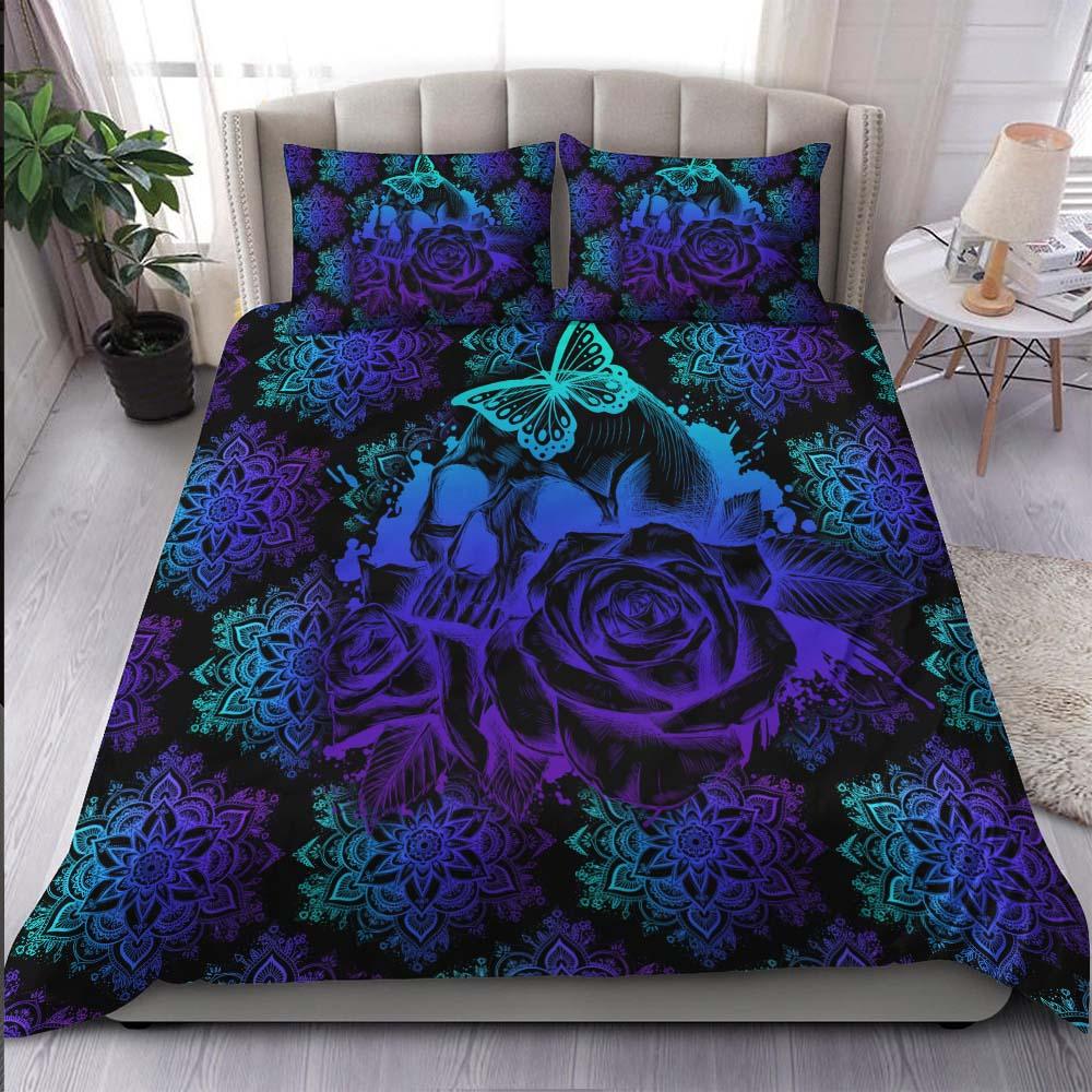 Purple Gradient Skull Mandala Duvet Cover Set - Wonder Skull