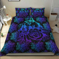 Purple Gradient Skull Mandala Duvet Cover Set - Wonder Skull