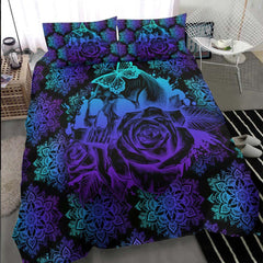 Purple Gradient Skull Mandala Duvet Cover Set - Wonder Skull