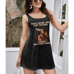 That's What I Do I Get Tatoos Women's Cut & Sew Racerback Dress - Wonder Skull