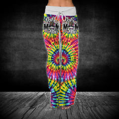 Rainbow TieDye Skull Mom V-Neck Shirt and Wide Legs Pants - Wonder Skull