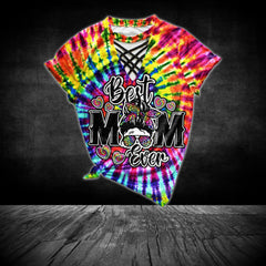 Rainbow TieDye Skull Mom V-Neck Shirt and Wide Legs Pants - Wonder Skull