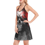 Red Bloody Skull All-Over Print Women Back Dresssleep - Wonder Skull