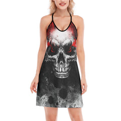 Red Bloody Skull All-Over Print Women Back Dresssleep - Wonder Skull