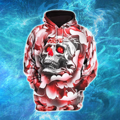 Red Pink Pastel Gothic Skull Artwork Combo Hoodie and Leggings - Wonder Skull