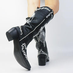 Retro Punk Gothic Skull Boots, Fashionable Western Casual Shoes For Women - Wonder Skull