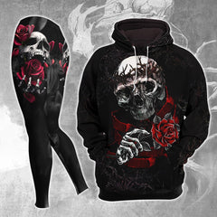 Romantic Gothic Skull Rose Combo Hoodie and Leggings - Wonder Skull