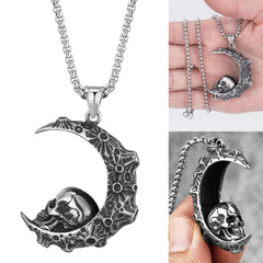 Romantic Moon Skull Pendant Necklace Jewelry Gift - Wonder Skull