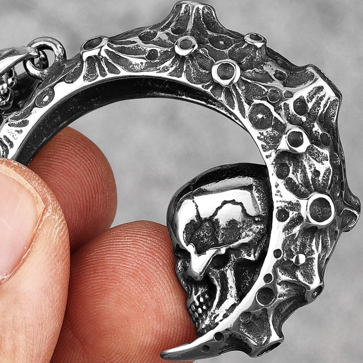 Romantic Moon Skull Pendant Necklace Jewelry Gift - Wonder Skull