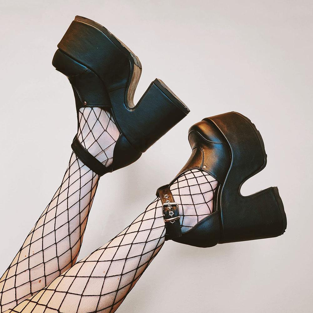 Gothic Chunky High Heel, Coolest Shoes For Women - Wonder Skull
