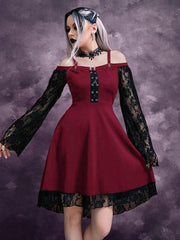 Gothic Off-The-Shoulder Lace Long Sleevess Dress - Wonder Skull