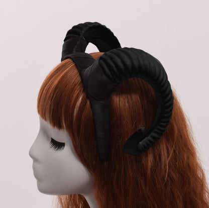 Satanic Gothic Goat Horn Headband, Interesting Halloween Costume For Women - Wonder Skull