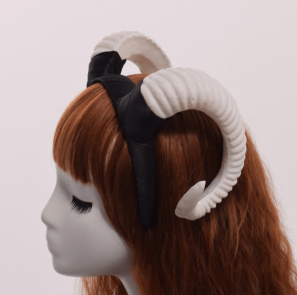 Satanic Gothic Goat Horn Headband, Interesting Halloween Costume For Women - Wonder Skull
