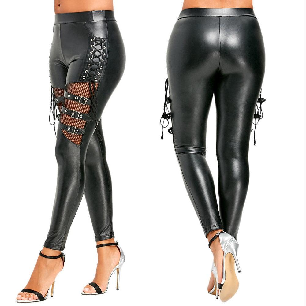 Gothic Mesh Belt Trousers, Punk Sexy Leggings For Women - Wonder Skull