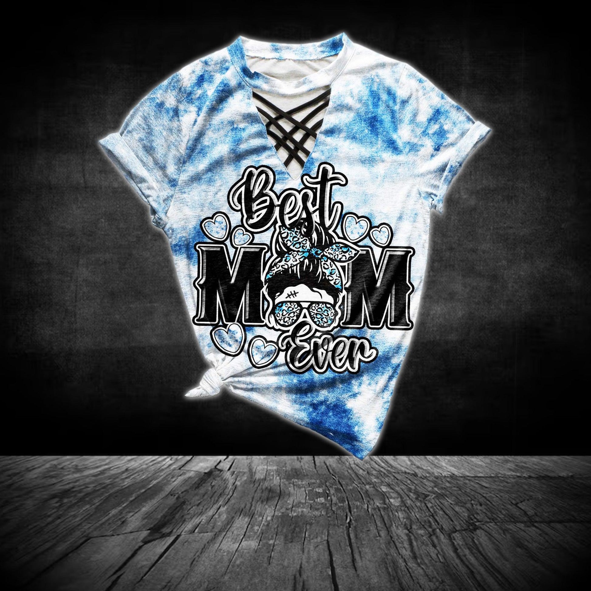 Sky Ocean Blue Skull V-Neck Shirt and Wide Legs Pants - Wonder Skull