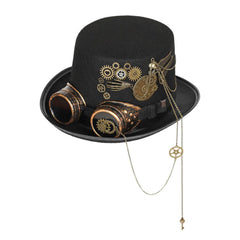 Steampunk Gothic Hat With Goggles, Amazing Head Wear Costume Party Unisex - Wonder Skull