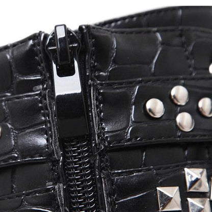 Steampunk Gothic High Heel Boots, Attractive Rivet Motorcycle Footwear For Women - Wonder Skull
