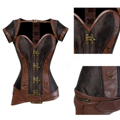 Steampunk Short Sleeve Corsets, Sexy Leather Clubwear For Women - Wonder Skull