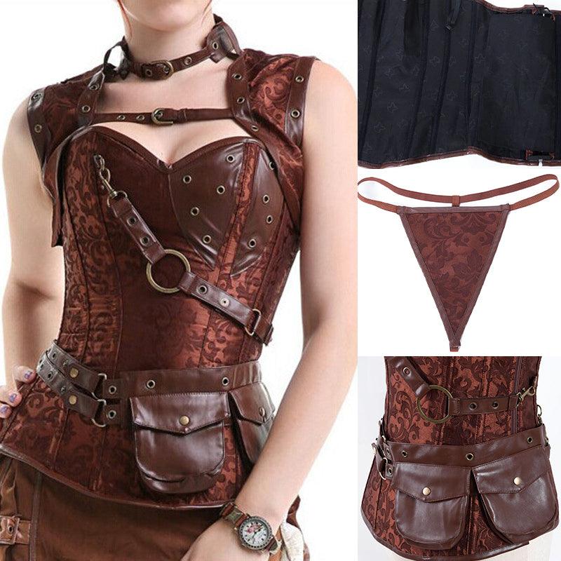 Steampunk Gothic Waist Slimming Corset, Retro Sleeveless Costume For Women - Wonder Skull