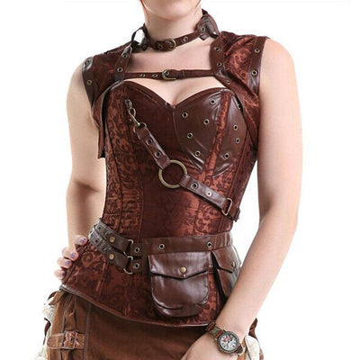 Steampunk Gothic Waist Slimming Corset, Retro Sleeveless Costume For Women - Wonder Skull