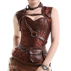 Steampunk Gothic Waist Slimming Corset, Retro Sleeveless Costume For Women - Wonder Skull