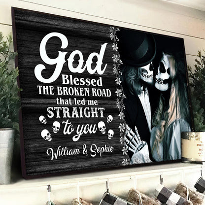 Gothic Skull, Gift For Couples, Personalized Canvas - Wonder Skull