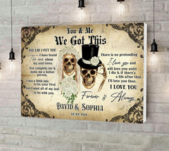 You And Me - We Got This - Gothic Skull Personalized Horizontal Canvas - Wonder Skull