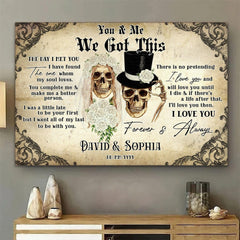 You And Me - We Got This - Gothic Skull Personalized Horizontal Canvas - Wonder Skull