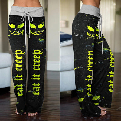 Eat It Creep Skull Smile High-waisted Straight-leg Trousers - Wonder Skull