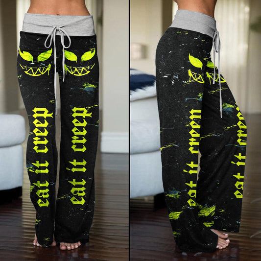Eat It Creep Skull Smile High-waisted Straight-leg Trousers - Wonder Skull