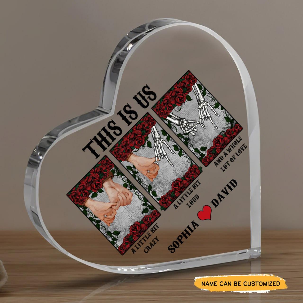 This is Us - Customized Skull Couple Crystal Heart Anniversary Gifts - Wonder Skull