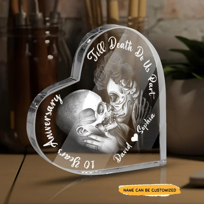 Till Death - Customized 10th Anniversary Gifts Couple Crystal Heart - Wonder Skull